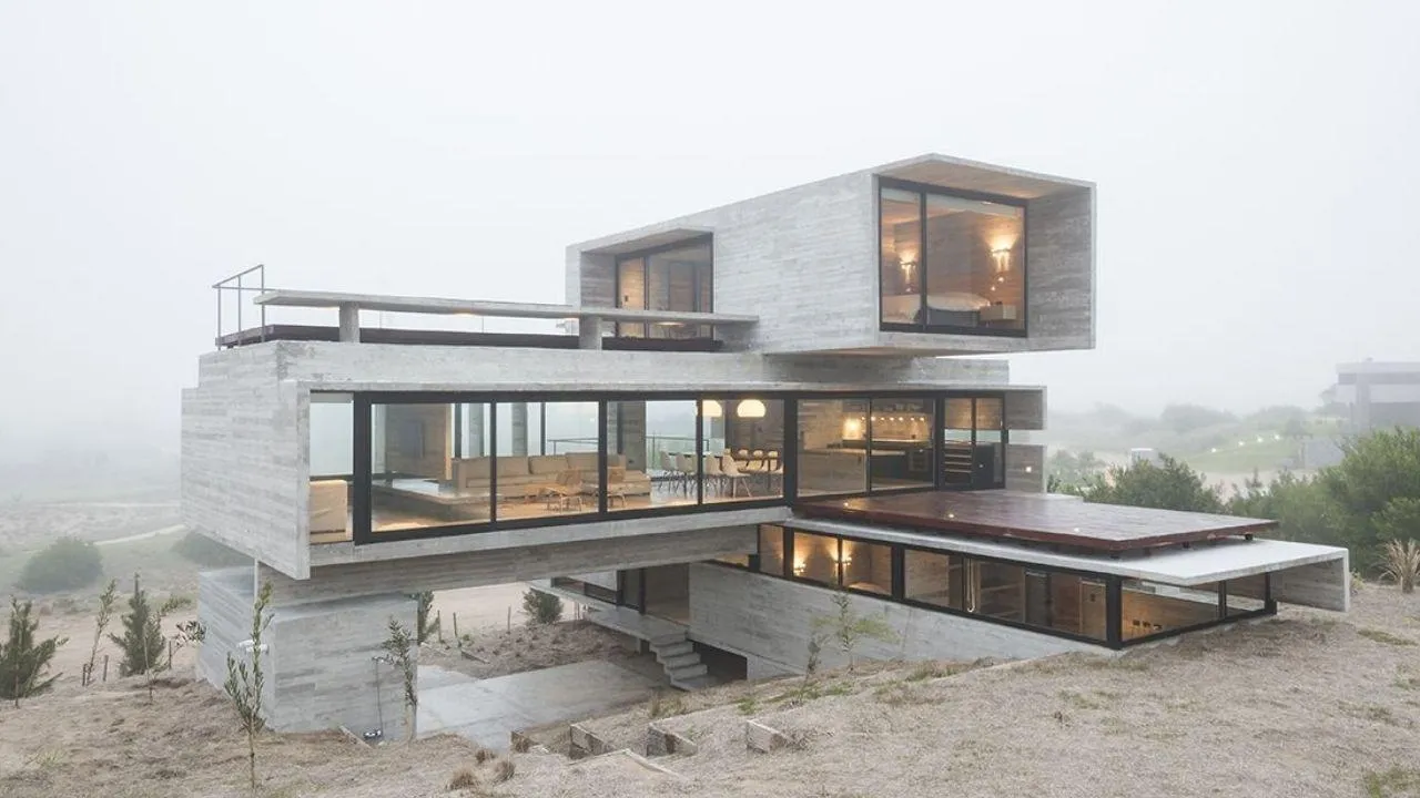 Casa contenedor de 90 m² con tres módulos, fachada